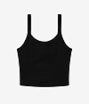 Micro Rib Spaghetti Strap Tank SOLID BLACK BLEND Ffront