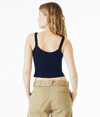 Micro Rib Spaghetti Strap Tank SOLID NAVY BLEND Back