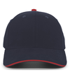 Brushed Twill Cap NAVY/RED Front