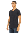 Unisex Textured V-Neck Tee CHARCOAL BLACK SLUB (50P/37.5C/12.5) Side