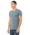Unisex Textured V-Neck Tee DENIM SLUB (50P/37.5C/12.5) Side