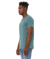 Unisex CVC V-Neck Tee HEATHER DEEP TEAL Side