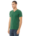 Unisex CVC V-Neck Tee HEATHER GRASS GREEN Side