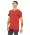 Unisex CVC V-Neck Tee HEATHER RED Side