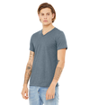 Unisex CVC V-Neck Tee HEATHER SLATE Side
