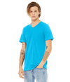 Unisex CVC V-Neck Tee NEON BLUE Side