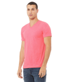 Unisex CVC V-Neck Tee NEON PINK Side