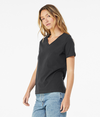Womens Relaxed Jersey V-Neck DARK GREY Side