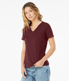 Womens Relaxed Jersey V-Neck MAROON Side