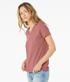 Womens Relaxed Jersey V-Neck MAUVE Side