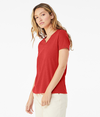 Womens Relaxed CVC V Neck HEATHER RED Side