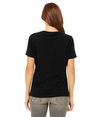 Womens Relaxed CVC V Neck BLACK HEATHER Back