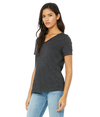 Womens Relaxed CVC V Neck DARK GREY HEATHER Side