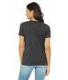Womens Relaxed CVC V Neck DARK GREY HEATHER Back