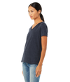 Womens Relaxed CVC V Neck HEATHER NAVY Side