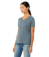 Womens Relaxed CVC V Neck HEATHER SLATE Side