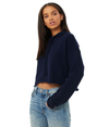 Womens Cropped Hoodie NAVY Side