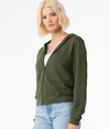 Womens Full Zip Hoodie MILITARY GREEN Side