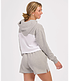 Womens Fleece Cropped Hood OXFORD HEATHER/WHITE BACK
