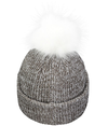 Faux Fur Pom Beanie BROWN/WHITE Back
