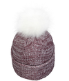 Faux Fur Pom Beanie MAROON/WHITE Back