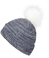 Faux Fur Pom Beanie NAVY/WHITE lside