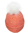 Faux Fur Pom Beanie ORANGE/WHITE Back