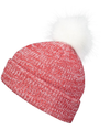 Faux Fur Pom Beanie RED/WHITE lside