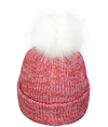 Faux Fur Pom Beanie RED/WHITE Back