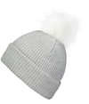 Faux Fur Pom Beanie SILVER/WHITE lside