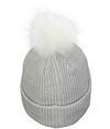 Faux Fur Pom Beanie SILVER/WHITE Back
