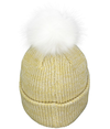 Faux Fur Pom Beanie VEGAS GOLD/WHITE Back