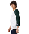 Adult Raglan Baseball T-Shirt WHITE/DARK GREEN SIDE