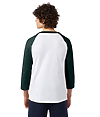 Adult Raglan Baseball T-Shirt WHITE/DARK GREEN BACK