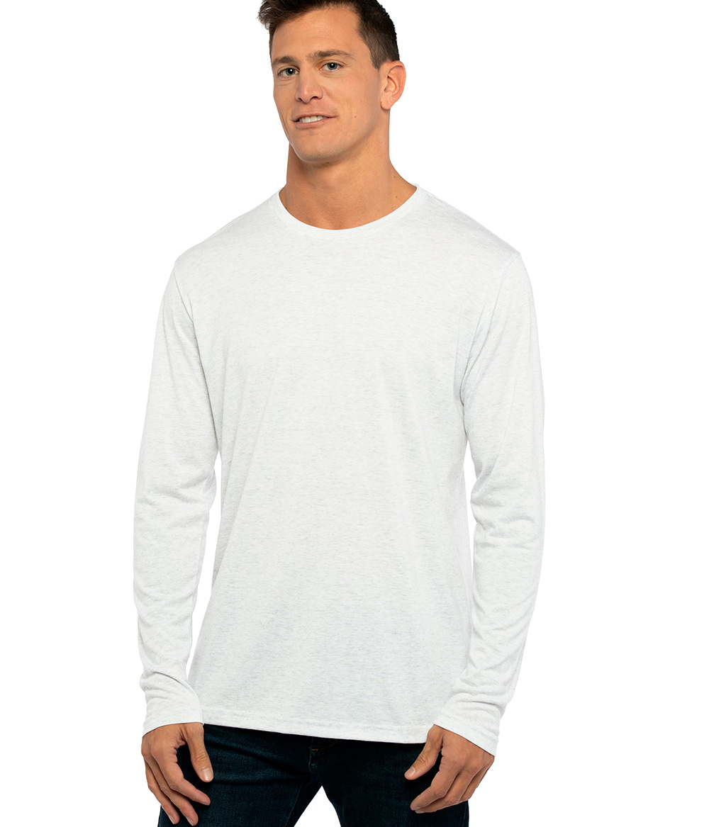 Next Level Men's Triblend Long Sleeve Crew Neck Shirt - Premium Heather Gray (Style 6071, XL) - View #5
