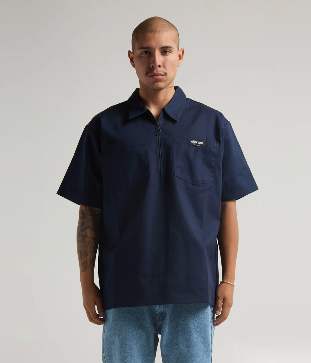 トップス Peels Half Zip Up Work Shirt 1/2 Zip Shirts