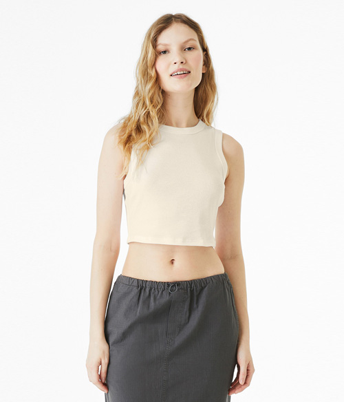 Micro Rib Stone 003 Womens Micro Rib Muscle Crop | Staton Corporate and Casual