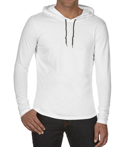 New white tea hooded long sleeve crew neck men's spring