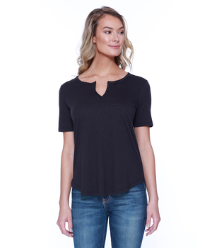 Womens CVC Slit V-Neck