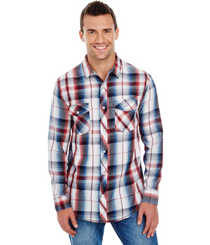 Mens Long Sleeve Plaid Woven
