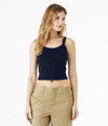 Micro Rib Spaghetti Strap Tank SOLID NAVY BLEND