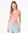 Micro Rib Spaghetti Strap Tank SOLID PINK BLEND