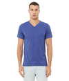 Unisex CVC V-Neck Tee HEATHER TRUE ROYAL