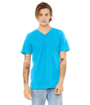 Unisex CVC V-Neck Tee NEON BLUE