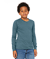 Youth Long Sleeve CVC Tee HEATHER DEEP TEAL