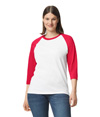 Adult 3/4 Raglan T-Shirt WHITE/RED