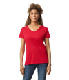 Heavy Cotton Womens V-Neck RED