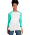 Tri-Blend 3/4 Raglan T-Shirt TAHITI BLUE/HEATHER WHITE