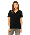 Womens Relaxed CVC V Neck BLACK HEATHER