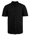 Perforated Stretch Button-Up BLACK